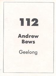 1990 Select AFL Stickers #112 Andrew Bews Back